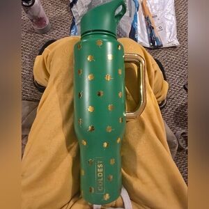 The Coldest Green & Gold Clover St Patty Travel Mug - 24oz Insulated Bottle